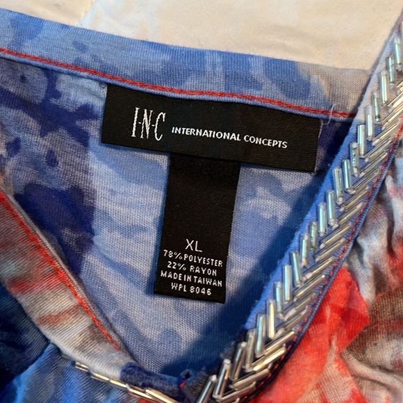 Women’s tank top. Bright blues, oranges, grey & white - Picture 5 of 6